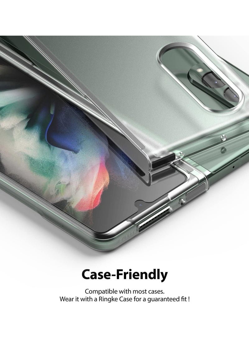 Ringke Cover Display Glass Compatible with Samsung Galaxy Z Fold 3 Tempered Glass Screen Protector 9H Hardness Full Coverage Bubble-free Anti Scratch Protective Film Clear - Image 2