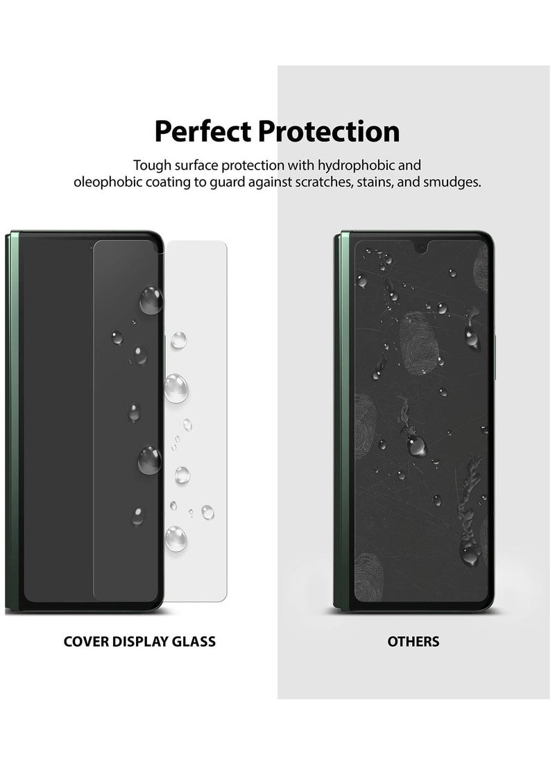 Ringke Cover Display Glass Compatible with Samsung Galaxy Z Fold 3 Tempered Glass Screen Protector 9H Hardness Full Coverage Bubble-free Anti Scratch Protective Film Clear - Image 5