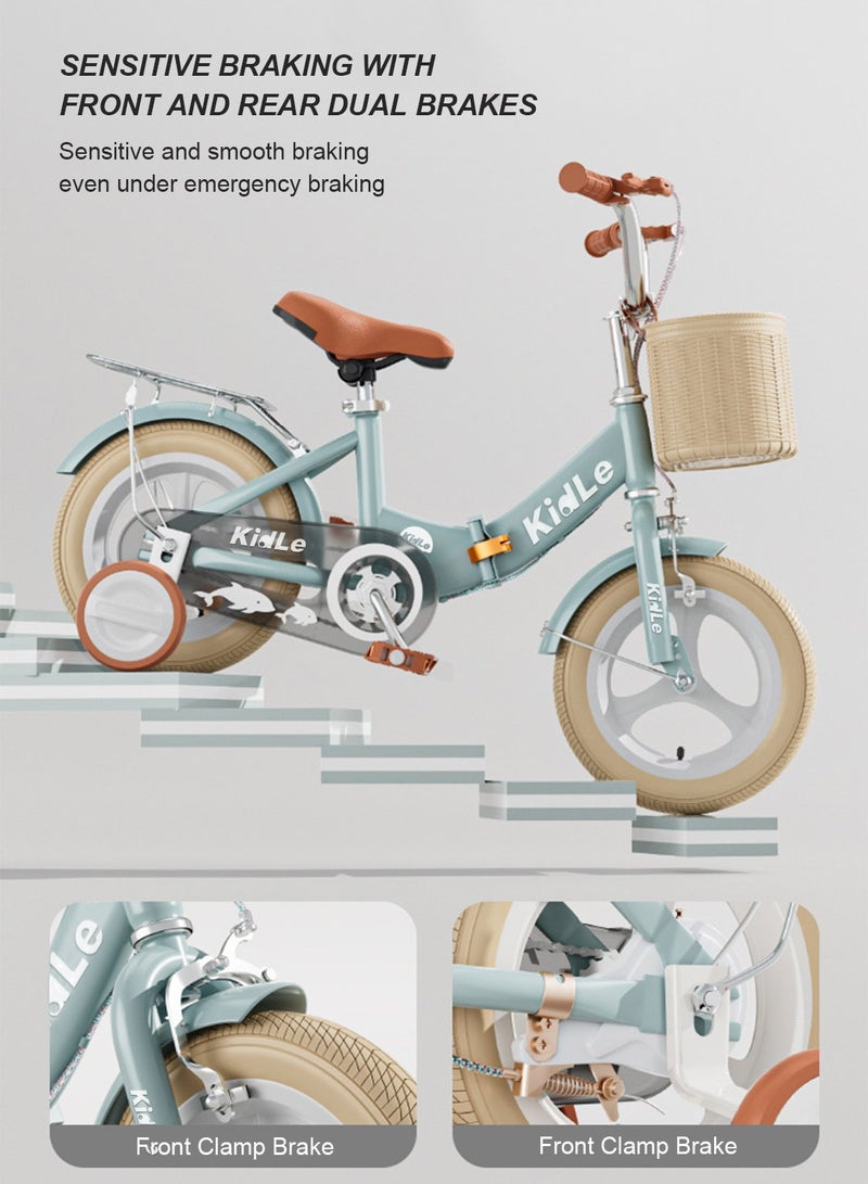 كيدل Kids Bike Foldable Bicycle 12-18 Inch, Children Bikes for 3-12 Years Boys and Girls Balance Bike, With Training wheel, Passenger Rear Seat and Basket Bicycle 16inch - Image 4
