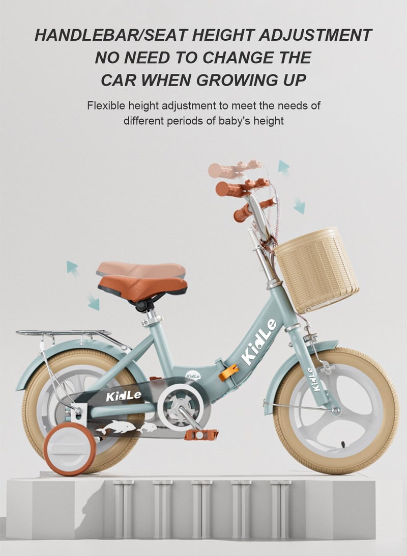 كيدل Kids Bike Foldable Bicycle 12-18 Inch, Children Bikes for 3-12 Years Boys and Girls Balance Bike, With Training wheel, Passenger Rear Seat and Basket Bicycle 16inch - Image 5
