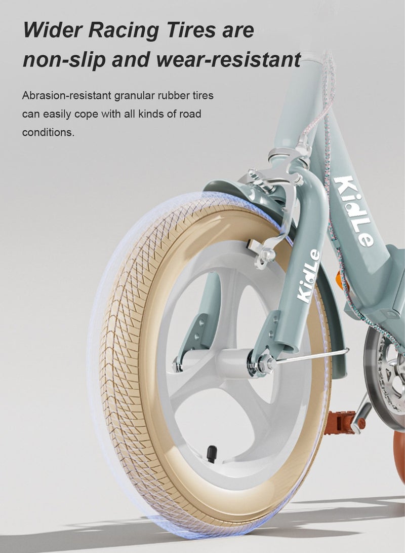 كيدل Kids Bike Foldable Bicycle 12-18 Inch, Children Bikes for 3-12 Years Boys and Girls Balance Bike, With Training wheel, Passenger Rear Seat and Basket Bicycle 16inch - Image 3