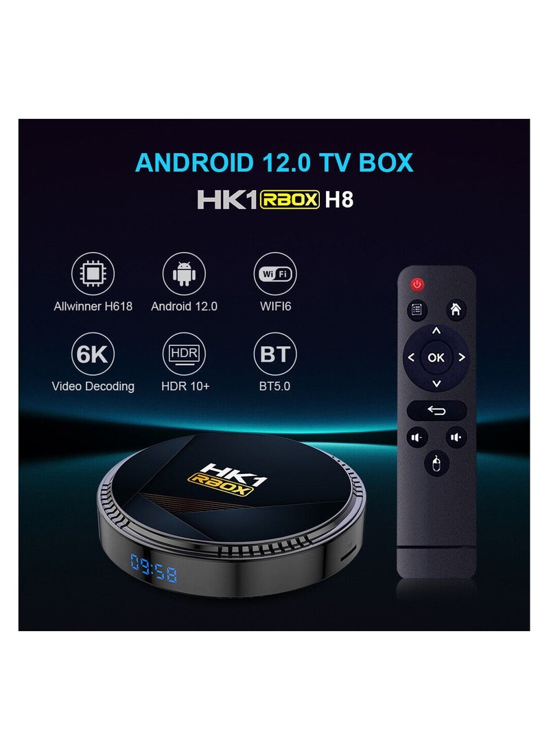 Wownect RBOX Mini Smart Android TV Box 12.0 with Allwinner H618, 2GB/16GB, 4K/6K Support, Dual WiFi 2.4G/5G, BT5.0, and Remote Control HK1H8-2-16 Black  - Image 2