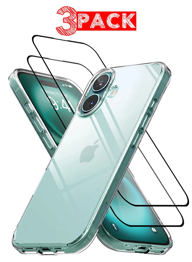 MARGOUN ( for iPhone 16 Plus ) 3 Pack, 1 Case and 2 Screen Protectors, Clear TPU, Ultra Slim, Shockproof, Anti-Yellowing, Scratch-Resistant Case Cover Clear - Image 1