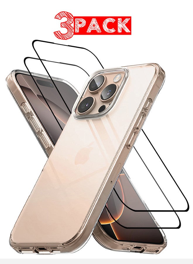 MARGOUN ( for iPhone 16 Pro Max ) 3 Pack, 1 Case and 2 Screen Protectors, Clear TPU, Ultra Slim, Shockproof, Anti-Yellowing, Scratch-Resistant Case Cover Clear - Image 1