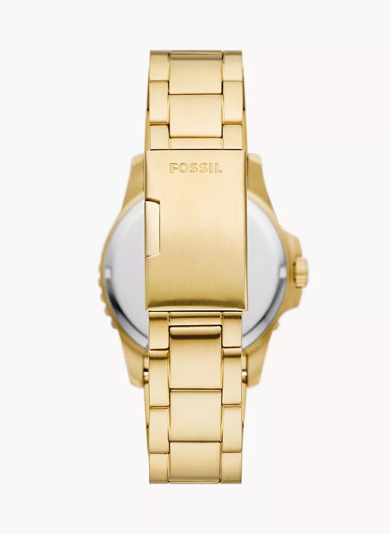 فوسيل ساعة غوص زرقاء بثلاثة عقارب وتاريخ بلون ذهبي من الفولاذ المقاوم للصدأ FS6030 - 42 مم - Image 3