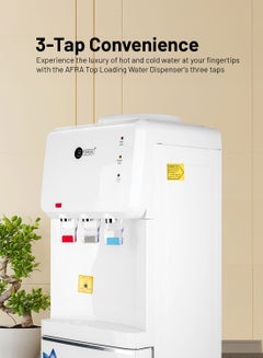 AFRA Water Dispenser with Bottom Refrigerator, 3 Taps, Hot & Cold Water, Rust-Proof Tank, Fast Cooling, Auto Thermostat, Overheat Protection | 660W | 2-Year Warranty AF-9830WDWH White  - Image 2