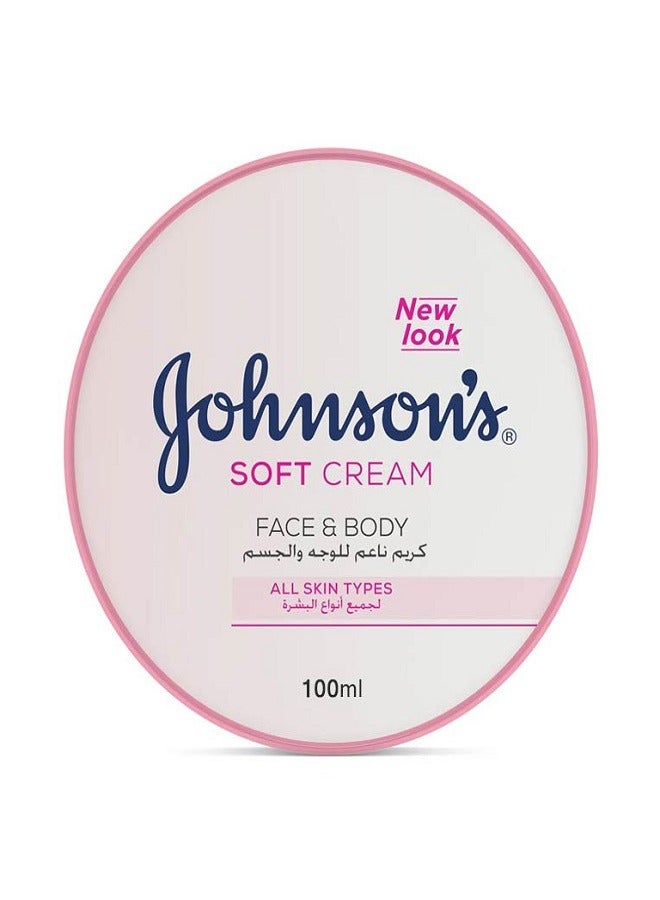Johnson's Face & Body Cream 24 Hour Moisture Soft 100ml  - Image 1