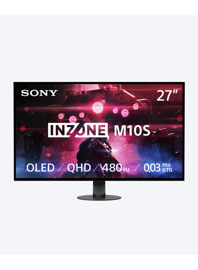 Sony 27 inch OLED QHD INZONE M10S (2560x1440) Gaming Monitor, 480Hz 0.03ms GTG NVIDIA G-SYNC Compatible, Display HDR True Black 400, Anti-Glare, DisplayPort 2.1, VRR HDMI 2.1, USB, Tilt/Swivel/Height Black - Image 1