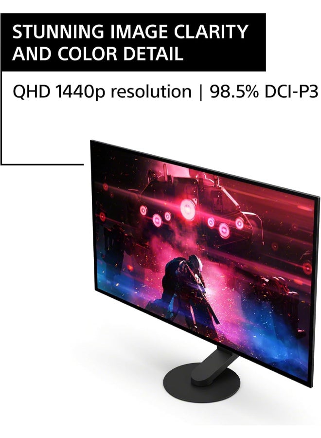 Sony 27 inch OLED QHD INZONE M10S (2560x1440) Gaming Monitor, 480Hz 0.03ms GTG NVIDIA G-SYNC Compatible, Display HDR True Black 400, Anti-Glare, DisplayPort 2.1, VRR HDMI 2.1, USB, Tilt/Swivel/Height Black - Image 3