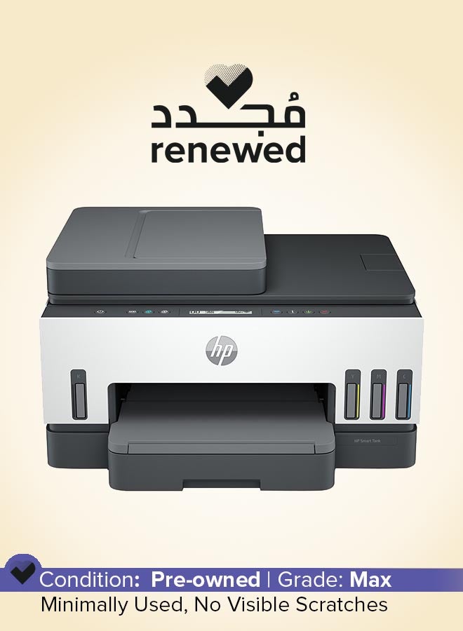 HP - Renewed - Hp Smart Tank 750 All-In-One Printer Wireless, Print, Scan, Copy, Auto Duplex Printing, Auto Document Feeder, Print Up To 18000 Black Or 8000 Color Pages, White/Grey  [6Uu47A] White/Grey - Image 1