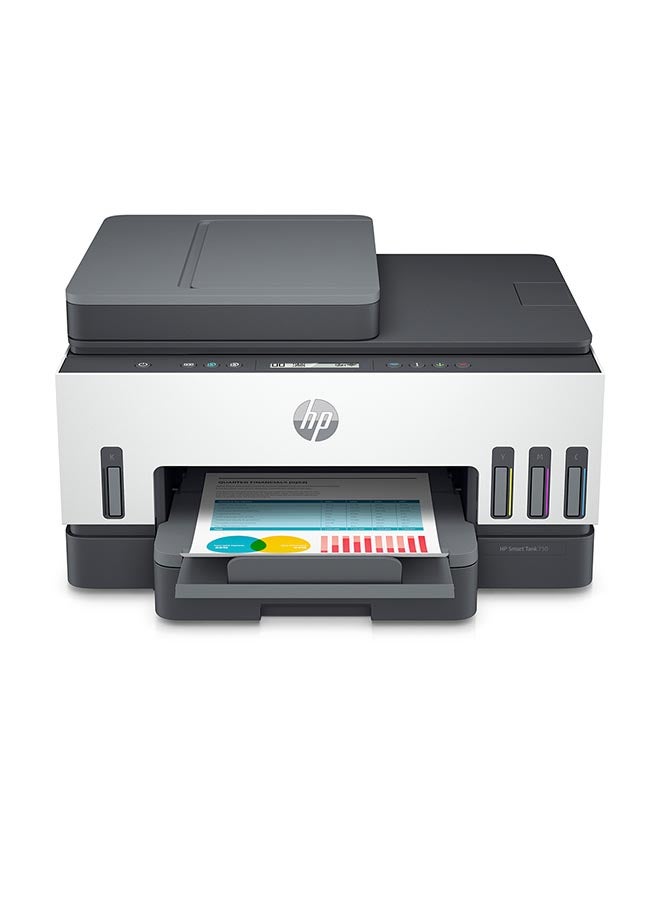 HP - Renewed - Hp Smart Tank 750 All-In-One Printer Wireless, Print, Scan, Copy, Auto Duplex Printing, Auto Document Feeder, Print Up To 18000 Black Or 8000 Color Pages, White/Grey  [6Uu47A] White/Grey - Image 1