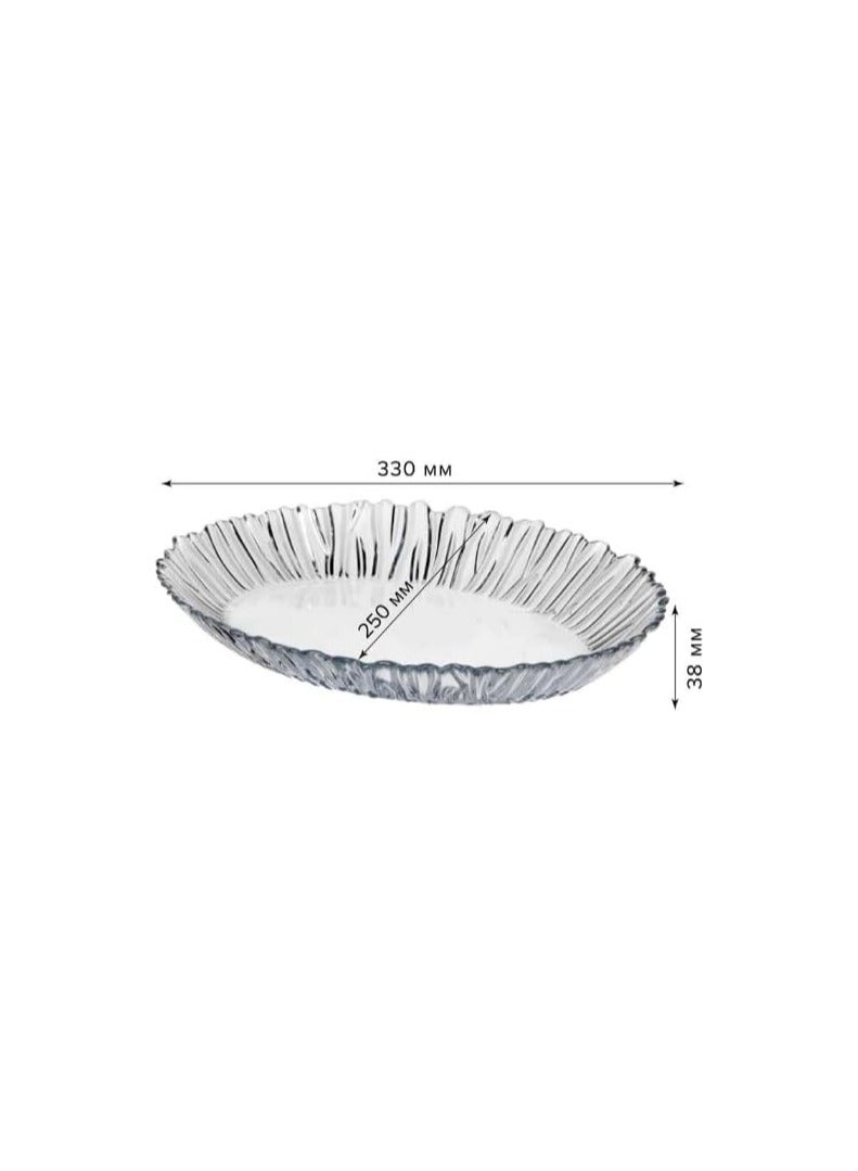 باساباتشي Pasabahce Glass Aurora Oval Serving Plate – (33 * 25cm) Turkey Made 33 * 25cmcm  - Image 3