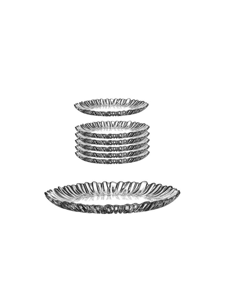 باساباتشي Pasabahce Aurora Cake Set – 7 Pieces -Large Plate 31.5cm +6 Small Plate 20.5cm-Turkey Made  - Image 1