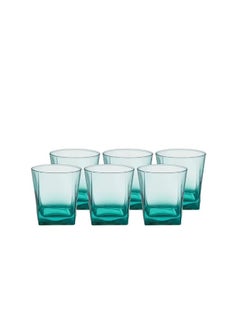 Pasabahce Pasabahce Juice,Tea and Water Colored Cups Set of 6 – Carre- 310ml -Green Color-Bulgarian Made  - Image 1