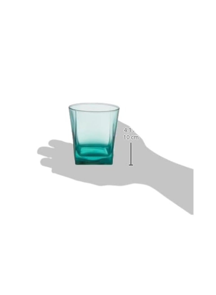 باساباتشي Pasabahce Juice,Tea and Water Colored Cups Set of 6 – Carre- 310ml -Green Color-Bulgarian Made - Image 3