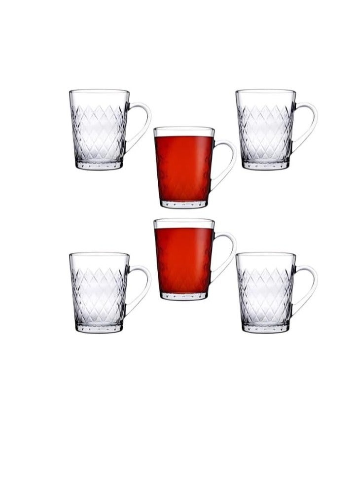 Pasabahce Mug Set “Ruby” Set of 6 Mugs- (265 cc)- Clear - Image 1