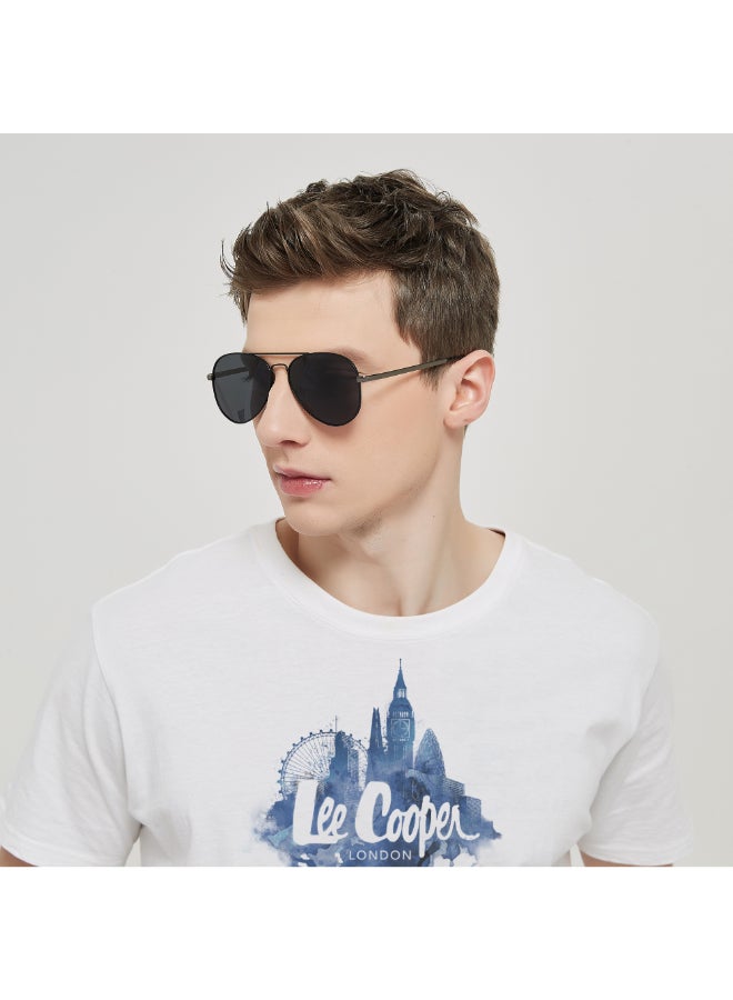 Polarized Sunglasses Black Frame Smoke Mirror Lens 57mm  - LC1015C02