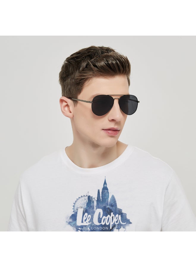 Polarized Sunglasses Black Frame Smoke Mirror Lens 57mm  - LC1015C02