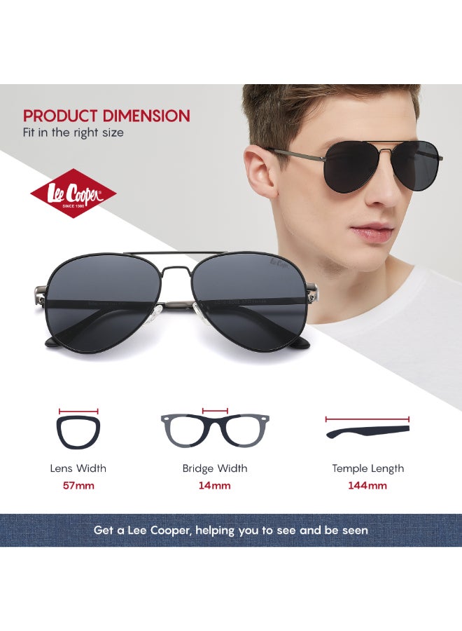 Polarized Sunglasses Black Frame Smoke Mirror Lens 57mm  - LC1015C02