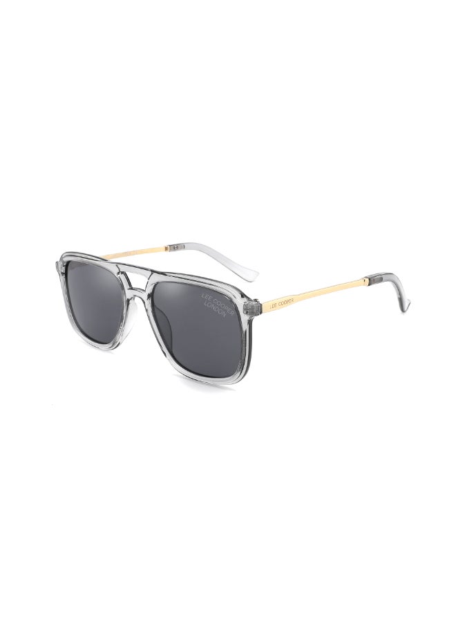 لي كوبر Men's Polarized Sunglasses Transparent Grey Frame Grey Mirror Lens 55mm  - LC1023C01  - Image 1