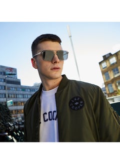 لي كوبر Men's Polarized Sunglasses Transparent Grey Frame Grey Lens - 55mm Lens - LC1023C01  - Image 5