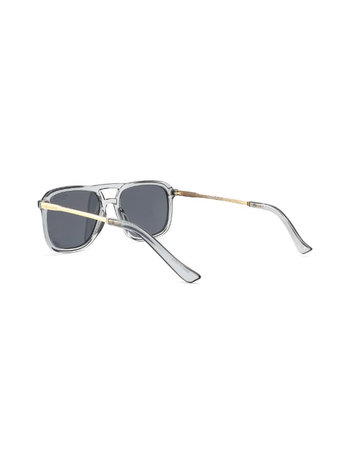 لي كوبر Men's Polarized Sunglasses Transparent Grey Frame Grey Mirror Lens 55mm  - LC1023C01  - Image 3
