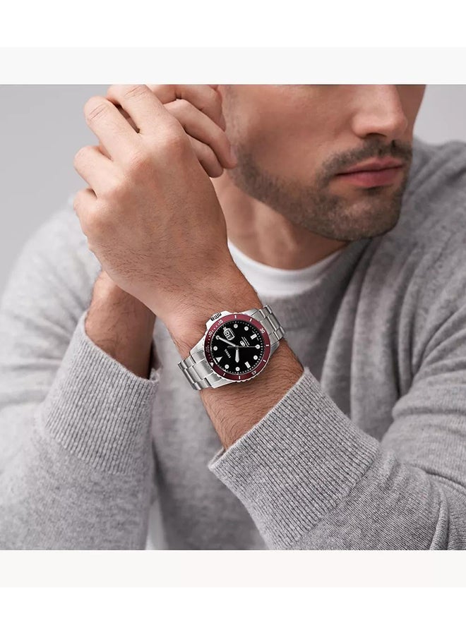 FOSSIL Men's Blue Dive Round Quartz Watch FS6013 - 42 mm - Silver  - Image 2
