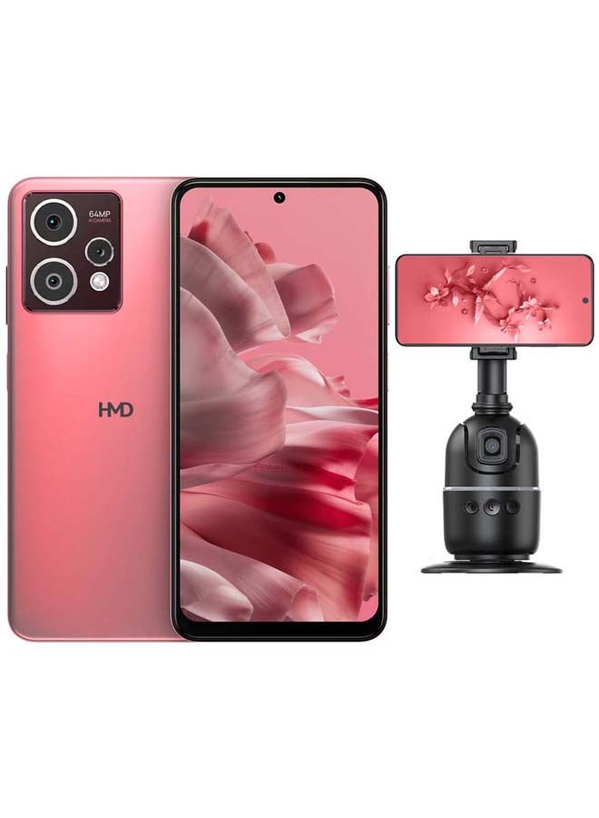 HMD Crest Max 5G Dual Sim Royal Pink 8GB RAM 256GB + 360 Auto Face Tracking camera + 1 year Screen Damage Protection - Middle East Version 