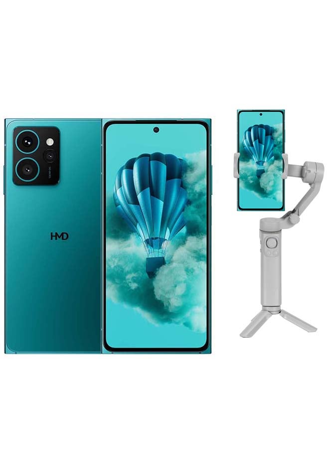 أتش أم دي Skyline 5G Dual SIM Blue Topaz 12+12GB RAM 256GB + 3 axis Foldable Gimbal + 1 year Screen Damage Protection - Middle East Version 