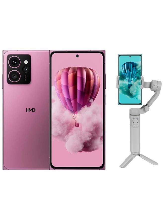 HMD Skyline 5G Dual SIM Neon Pink 12+12GB RAM 256GB + 3 axis Foldable Gimbal + 1 year Screen Damage Protection - Middle East Version 