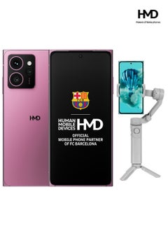 HMD Skyline 5G Dual SIM Neon Pink 12+12GB RAM 256GB + 3 axis Foldable Gimbal + 1 year Screen Damage Protection - Middle East Version  - Image 1
