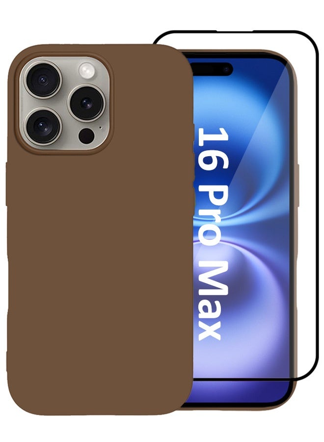 MARGOUN 2Packs Case and Screen Protector for Apple iPhone 16 Pro Max, Slim Silicone Case, Full Covered Anti Scratch Shockproof Protective Cover Desert Titanium - Image 1