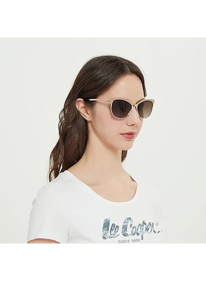 لي كوبر Women's Polarized Sunglasses Gold Frame Gradient Brown Lens - 50mm Lens - LC1031C02 - Image 4