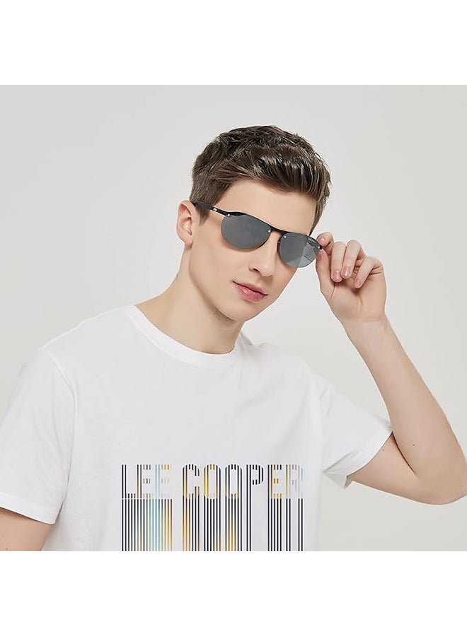 لي كوبر نظارات شمسية قطبية إطار أسود مات رمادي مع عدسة مرآة فضية - 63 مم عدسة - LC1020C03 - Image 5