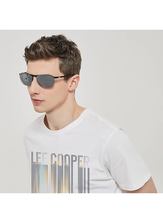 لي كوبر نظارات شمسية قطبية إطار أسود مات رمادي مع عدسة مرآة فضية - 63 مم عدسة - LC1020C03 - Image 4