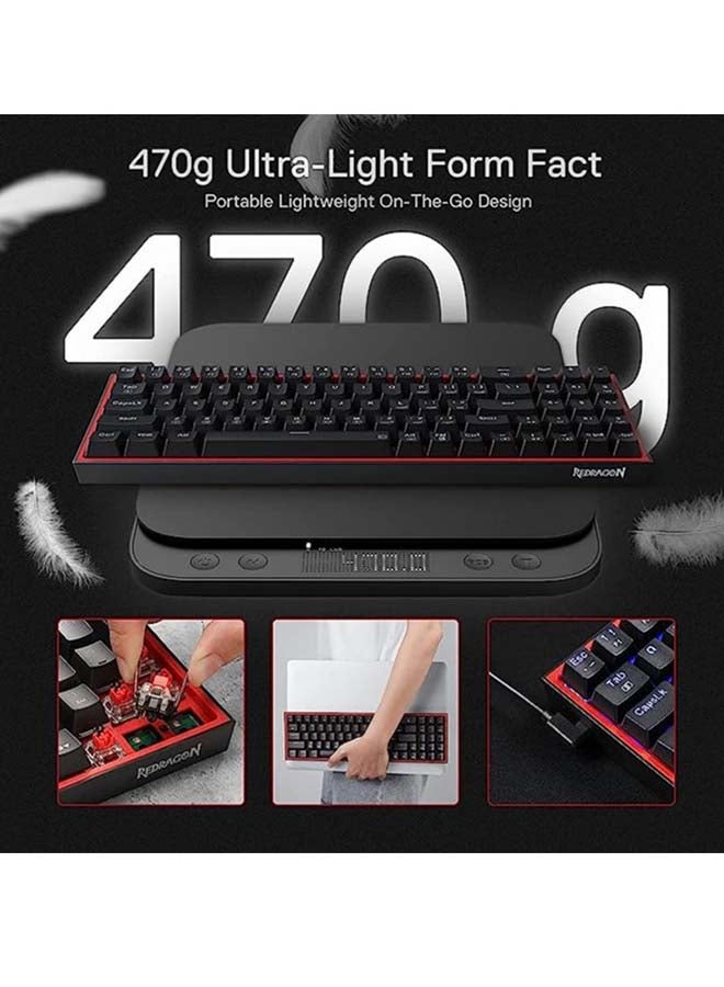 ريدراجون - K628 Pollux 75% Wired RGB Gaming Keyboard, 78 Keys Hot-Swappable Compact Mechanical Keyboard w/100% Hot-Swap Socket, Free-Mod Plate Mounted PCB & Dedicated Arrow Keys and Numpad, Red Switch - Image 1