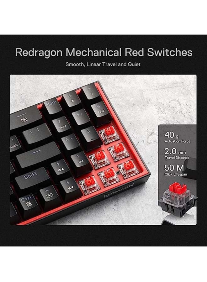 ريدراجون - K628 Pollux 75% Wired RGB Gaming Keyboard, 78 Keys Hot-Swappable Compact Mechanical Keyboard w/100% Hot-Swap Socket, Free-Mod Plate Mounted PCB & Dedicated Arrow Keys and Numpad, Red Switch - Image 1
