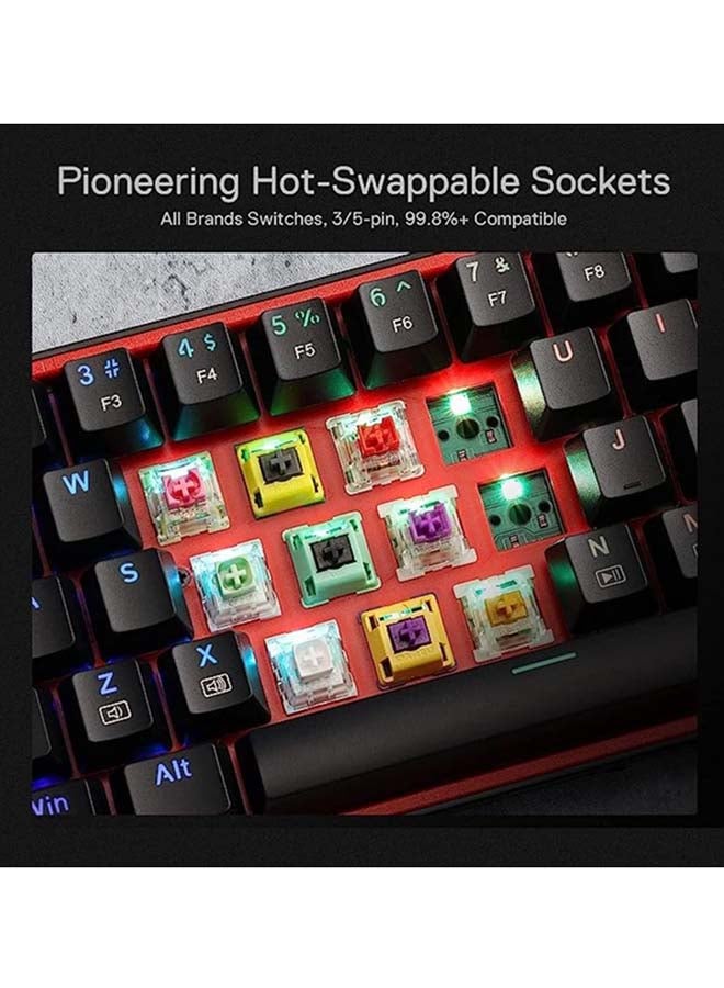 ريدراجون - K628 Pollux 75% Wired RGB Gaming Keyboard, 78 Keys Hot-Swappable Compact Mechanical Keyboard w/100% Hot-Swap Socket, Free-Mod Plate Mounted PCB & Dedicated Arrow Keys and Numpad, Red Switch - Image 1