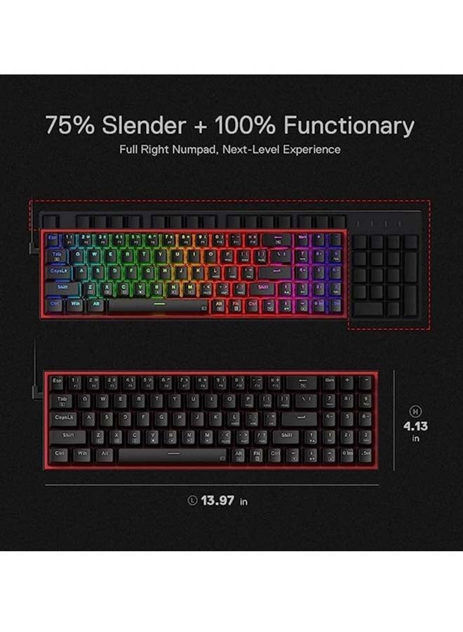 ريدراجون - K628 Pollux 75% Wired RGB Gaming Keyboard, 78 Keys Hot-Swappable Compact Mechanical Keyboard w/100% Hot-Swap Socket, Free-Mod Plate Mounted PCB & Dedicated Arrow Keys and Numpad, Red Switch - Image 1