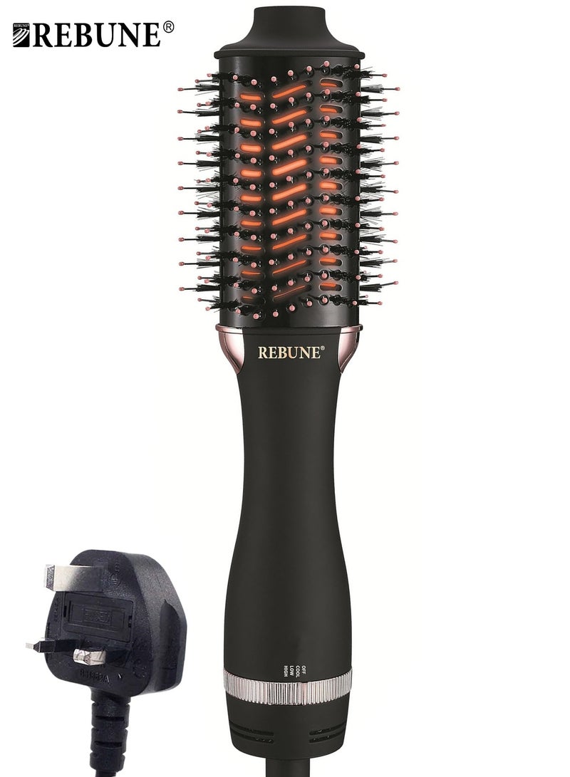 ريبون Original 1300W Powerful Ceramic Tourmaline Ionic Hot Air Brush New Hair Styler Black  - Image 1