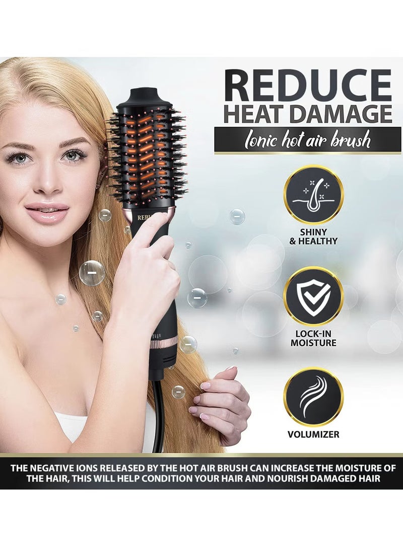 ريبون Original 1300W Powerful Ceramic Tourmaline Ionic Hot Air Brush New Hair Styler Black  - Image 4
