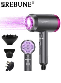 Hair Dryer 1800W Powerful AC Motor Fast Drying Ionic Hair Dryer with 2 Speed 3 Heat Setting Grey