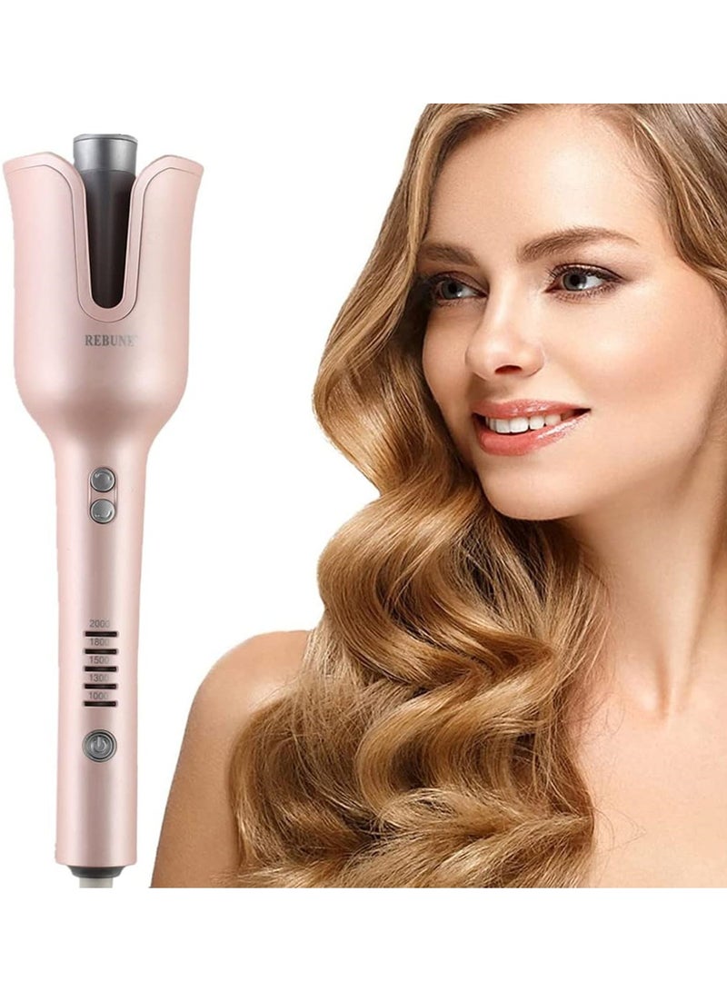 ريبون RE-2082 Pink Auto Hair Curler Automatic Curling Iron Wand 1 inch Ceramic Barrel with 5 Adjustable Temp up to 450℉ Anti-Stuck for Styling  - Image 2