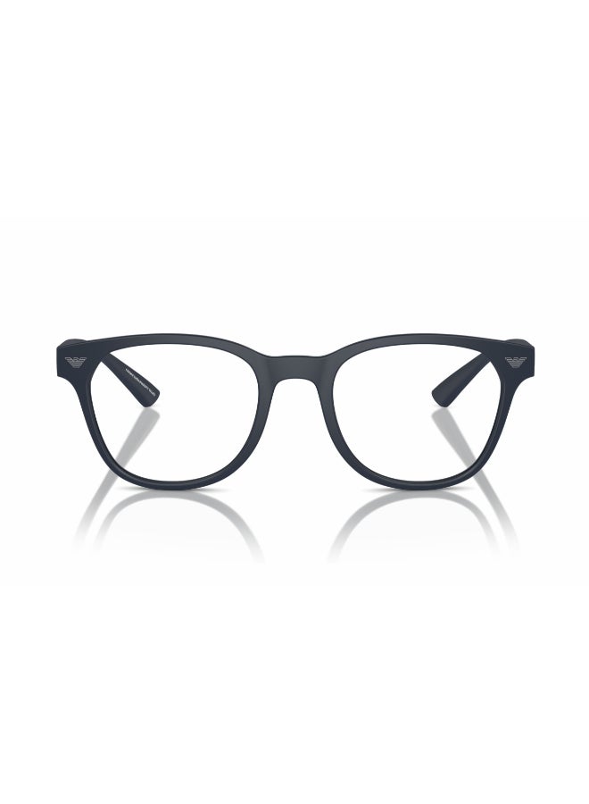 EMPORIO ARMANI Unisex Round Shape Plastic Eyeglass Frames 5088 - Lens Size: 52 Mm - Matte Blue - Image 3