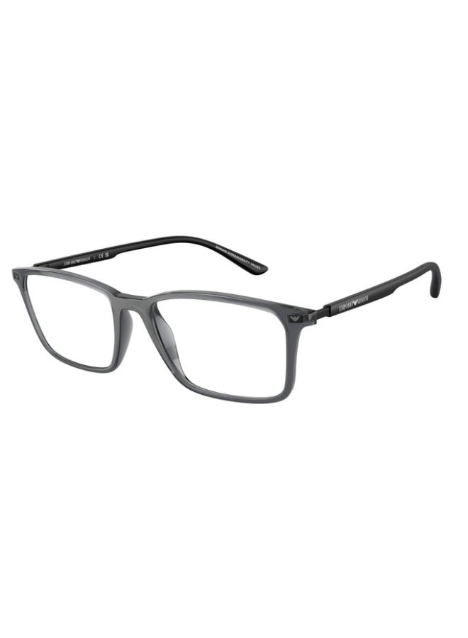 امبوريو ارماني - Men's Rectangular Shape Plastic Eyeglass Frames 6106 - Lens Size: 53 Mm - Shiney Treansparent Black - Image 1