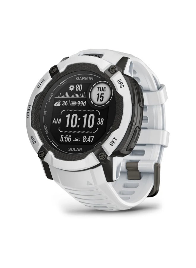 GARMIN Instinct 2X Solar - 50 Mm - Up To 40 Days Of Battery Life - 1.1" Inch Monochrome Display, Scratch Resistant, Power Glass, Heart Rate Monitor, Stress Tracking, Solar Charging, Built In Led Flashlight, Ios And Android Compatible Whitestone  - Image 1