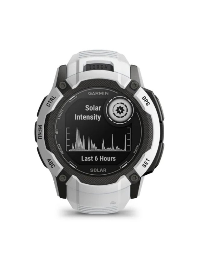 GARMIN Instinct 2X Solar - 50 Mm - Up To 40 Days Of Battery Life - 1.1" Inch Monochrome Display, Scratch Resistant, Power Glass, Heart Rate Monitor, Stress Tracking, Solar Charging, Built In Led Flashlight, Ios And Android Compatible Whitestone  - Image 2