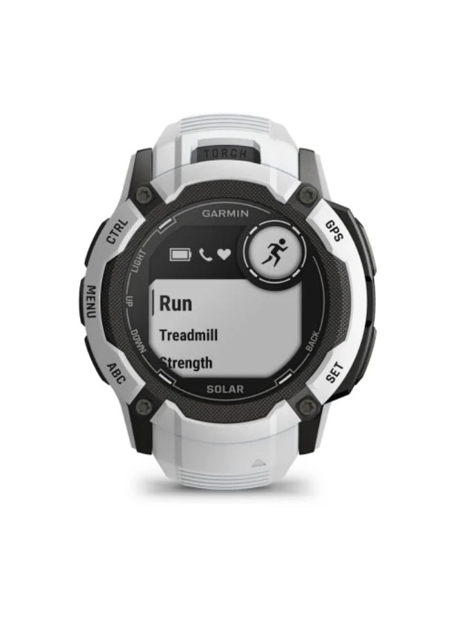 GARMIN Instinct 2X Solar - 50 Mm - Up To 40 Days Of Battery Life - 1.1" Inch Monochrome Display, Scratch Resistant, Power Glass, Heart Rate Monitor, Stress Tracking, Solar Charging, Built In Led Flashlight, Ios And Android Compatible Whitestone  - Image 3
