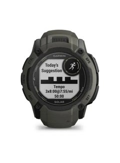 GARMIN Instinct 2X Solar - 50 Mm - Up To 40 Days Of Battery Life - 1.1" Inch Monochrome Display, Scratch Resistant, Power Glass, Heart Rate Monitor, Stress Tracking, Solar Charging, Built In Led Flashlight, Ios And Android Compatible Moss  - Image 2
