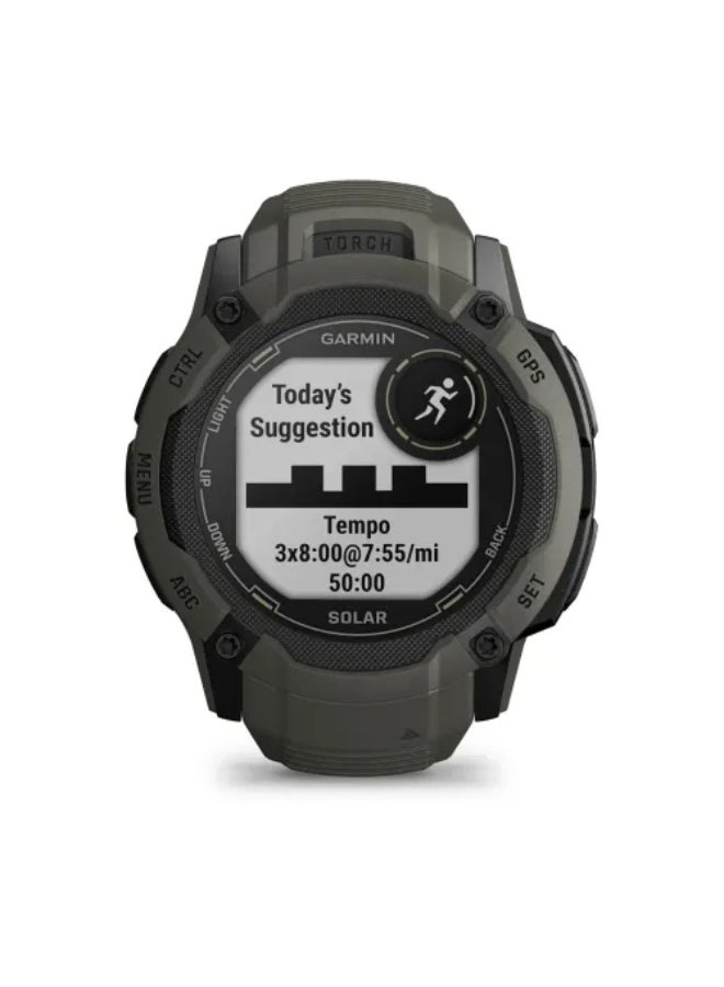 GARMIN Instinct 2X Solar - 50 Mm - Up To 40 Days Of Battery Life - 1.1" Inch Monochrome Display, Scratch Resistant, Power Glass, Heart Rate Monitor, Stress Tracking, Solar Charging, Built In Led Flashlight, Ios And Android Compatible Moss  - Image 2